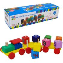 Trem com Blocos Cubos Educativos 11 Peças de Encaixe