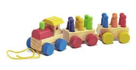Trem com Pinos Brinquedo de Madeira - Brinquedo Educativo - WOOD TOYS