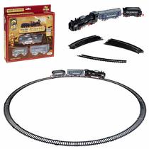 Trem De Brinquedo Infantil Elétrico Clássico Com Trilhos Luzes E Locomotiva