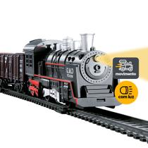 Trem de Brinquedo Locomotiva Ferrorama Grande Trilhos com Luzes e Som - Zein