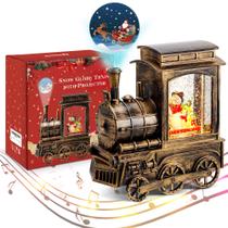 Trem de lanterna Snow Globe com projetor Santa Sleigh