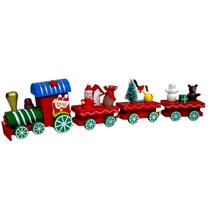Trem De Madeira Enfeite Decoração Natal Papai Noel 24cm