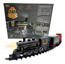 Trem Eletrico Ferrorama Luz E Som 15 Peças Trenzinho Fumaça
