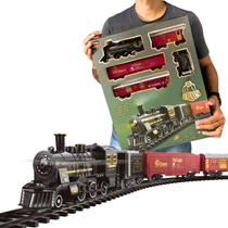Trem Eletrico Ferrorama Luz E Som 29 Peças Trenzinho Fumaça