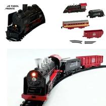 Trem Elétrico Real Train 97cm Ferrorama Luz e Som 18 Peças 14 Trilhos Zoop Toys