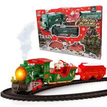 Trem Elétrico Solta Fumaça Natal Presente Criança Adulto Com Som Luz Trem Elétrico Solta Fumaça Natal Presente Criança Adulto Com Som Luz