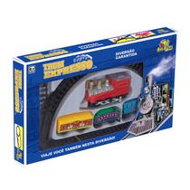 Trem Expresso c/ trilho oval c/ 4 vagões e 7 trilhos Art Brink Trem Expresso c/ trilho oval c/ 4 vagões e 7 trilhos Art Brink