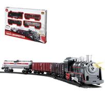 Trem / ferrorama locomotiva com som e luz a pilha na caixa - DM BRASIL