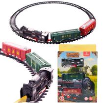 Trem Locomotiva 2 Vagões Trenzinho Luz e Som Castela