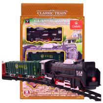 Trem Locomotiva 2 Vagões Trenzinho Luz e Som Castela