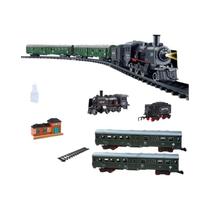 Trem Locomotiva a Vapor com Som e Fumaça - Brinquedo de Simulação com Bateria