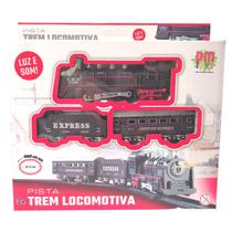 Trem Locomotiva Com Trilho Oval Vagão Ferrorama Luz E Som