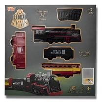 Trem Locomotiva Elétrico Infantil Real Train com Luz e Som 14 Trilhos e 3 Vagões