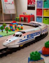 Trem Locomotiva Infantil Trilho Luz Som 24 Peças Completo