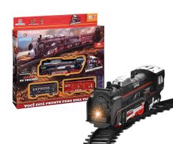 Trem Locomotiva Realista Ferrorama Brinquedo Elétrico Com Luz e Trilhos Para Montar de 213cm