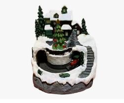 Trem Luxo Vila Natalina Musical Natal Em Resina Elegante