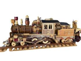 Trem mineiro maria fumaça de madeira artesanal para decoração e coleção de relíquias, item decorativo para escritórios, quartos e salas