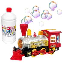 Trem Musical Bate Volta solta Bolhas de Sabão + Refil 1L