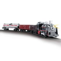 Trem Trenzinho Locomotiva 3 Vagões Com Som E Luz - DM Toys