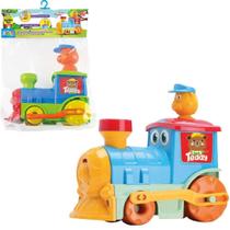 Trem / trenzinho locomotiva com boneco roda livre teddys train colors 19x16x10cm - SAMBA TOYS