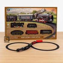 Trem Trenzinho Locomotiva Trilho E Vagões Infantil Com Luz 19pçs Pista De Carrinhos Brinquedo Brincar Presente