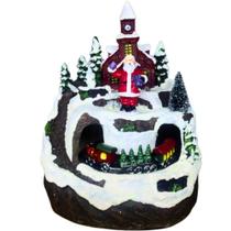 Trem Vila Natalina Elétrico Musical Natal Em Resina Luxo - MERRY CHRISTIMAS