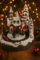 Trem Vila Natalina Elétrico Musical Natal Em Resina Presepio