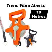Trena 10 Metros Fibra de Vidro Fita Aberta com Manivela Recolhimento Rápido e Alça Profissional
