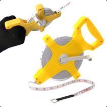 Trena 50 Metros Fita Metrica Fibra De Vidro Aberta 50mX14mm Manivela Alça Para Transporte Profissional