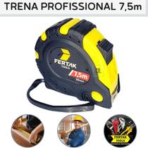 Trena 7,5 Metros Profissional Emborrachada Fertak Fita Larga 25mm Com Trava Tripla, Trena de Medição Reforçada Para Pedreiro Construtor - FERTAK TOOLS