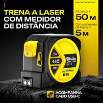 Trena A Laser Digital 50m Fita Métrica 5m Multifuncional 2 em 1 Recarregável Cálculo Automático Trena A Laser Digital 50m Fita Métrica 5m Multifuncional 2 em 1 Recarregável Cálculo Automático