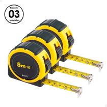 Trena De Bolso Métrica 3 Metros Com Trava Manual Aço Kit Com 3