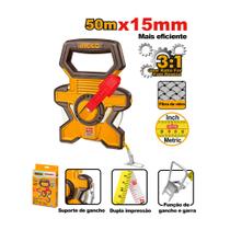 Trena de Fibra Longa Caixa Aberta 50m x 15mm INGCO