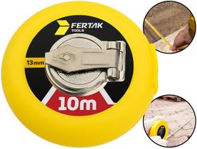 Trena Fita Fibra De Vidro 10M Fertak C/ Estojo De PVC Compacto Ideal P/ Obras Engenharia Leve E Durável Medição Precisa
