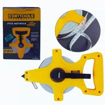 Trena Fita Métrica 50m com Manivela e Alça Amarela Profissional, Resistente e de Alta Precisão Ideal para Obras e Medições Externas