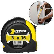 Trena Fita Métrica Emborrachada 3m x 16mm com Presilha Para Cinto e Alça Fertak