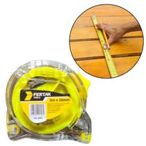 Trena Fita Métrica Transparente 3m x 16mm Com Presilha Para Cinto e Alça Fertak