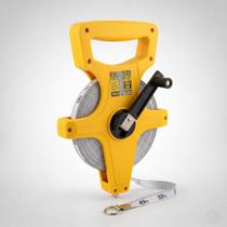 Trena Flexível Fita Métrica com Manivela e Alça 50 Metros Cor Amarela Trena Flexível Fita Métrica com Manivela e Alça 50 Metros Cor Amarela