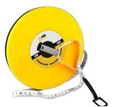 Trena Longa 30m em Fibra de Vidro com Manivela Fita Métrica Flexível para Medições Externas -