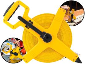 Trena Longa Fibra De Vidro Caixa Aberta 100 Metros P/ Construção Instalação Medições Com Manivela Vonder