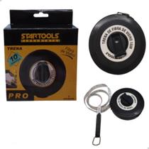 Trena Métrica Fibra de Vidro Profissional Uso Doméstico Ferramenta Medição Precisão Civil Arquitetos Engenheiros Preta 10 Metros