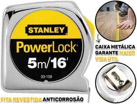 Trena Powerlock Com Fita De Aço Para Construção Carpintaria 5 Metros x 19mm Stanley Trena Powerlock Com Fita De Aço Para Construção Carpintaria 5 Metros x 19mm Stanley