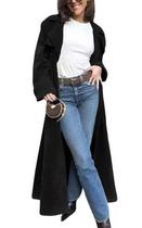 Trench Coat ebossy, moda feminina, camurça sintética, preta, XL