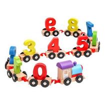 Trenzinho de Brinquedo Pedagógico Educativo Trem Com Números 0 A 9 Em Madeira p/ Bebê