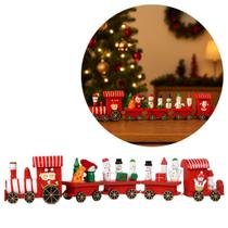 Trenzinho de Madeira Decorativo Natalino Candy 40cm com Boneco de Neve e Presentes