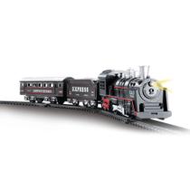 Trenzinho Elétrico Clássico Ferrorama Maquina Locomotiva Trem Com Luz e Vagões Brinquedo