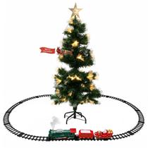 Trenzinho Eletrico Solta Fumaça Led Som Arvore Natal Trem Natalino Decoraçao Cenario Vila Casa Loja Shopping