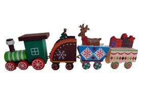 Trenzinho em madeira enfeite de Natal colorido