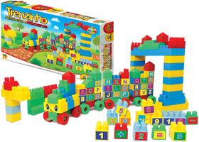 Trenzinho Infantil Blocos de Montar Educativo 128 Peças - GGB Brinquedos