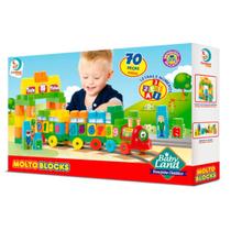 Trenzinho Infantil Pedagógico Educativo Didático Divertido Com Blocos De Montar Encaixe 70 Peças - Cardoso Toys